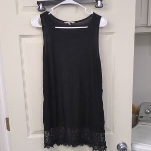 BKE Black Sleeveless Tunic with Lace Trim